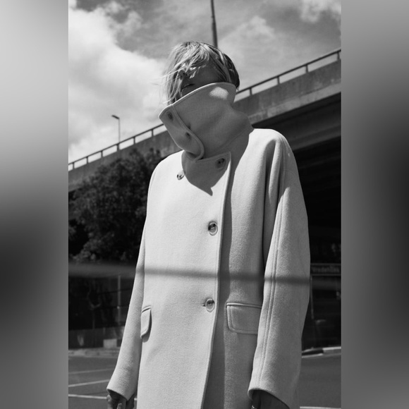 Zara Beige Wool Blend Oversized Coat - Picture 7 of 16